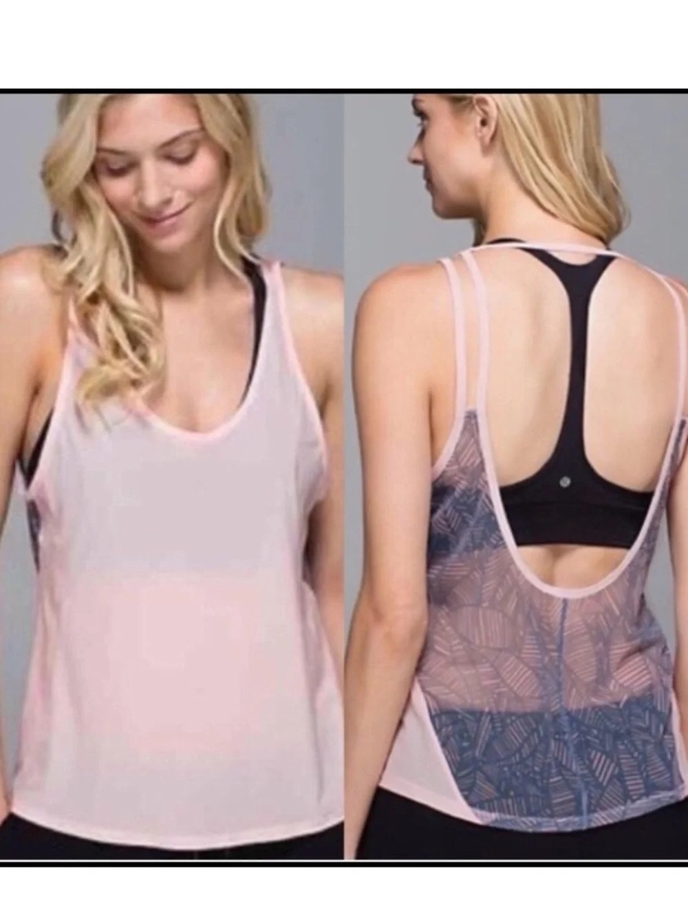Lululemon Cool to Street Tank Sz 6 Banana Leaf Blush Quartz Tropical Mesh